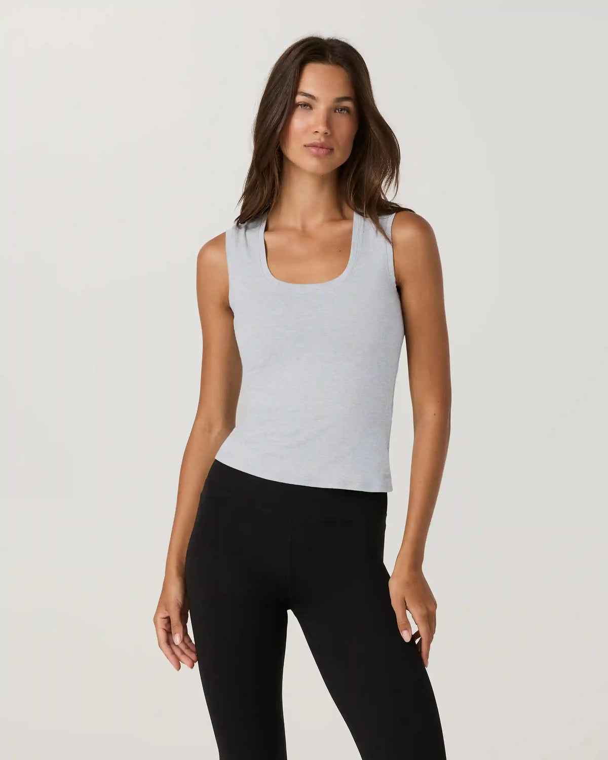 Halo Essential Scoop Tank Long | Pale Grey Heather
