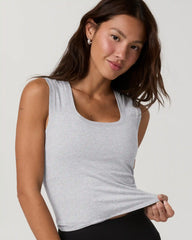 Halo Essential Scoop Tank | Pale Grey Heather