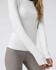 Long Sleeve Lux Crew Tee | White