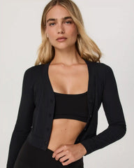 Long Sleeve Pose Mini Cardigan | Black