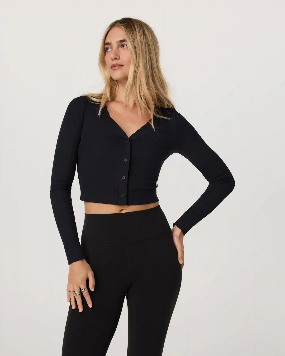 Long Sleeve Pose Mini Cardigan | Black