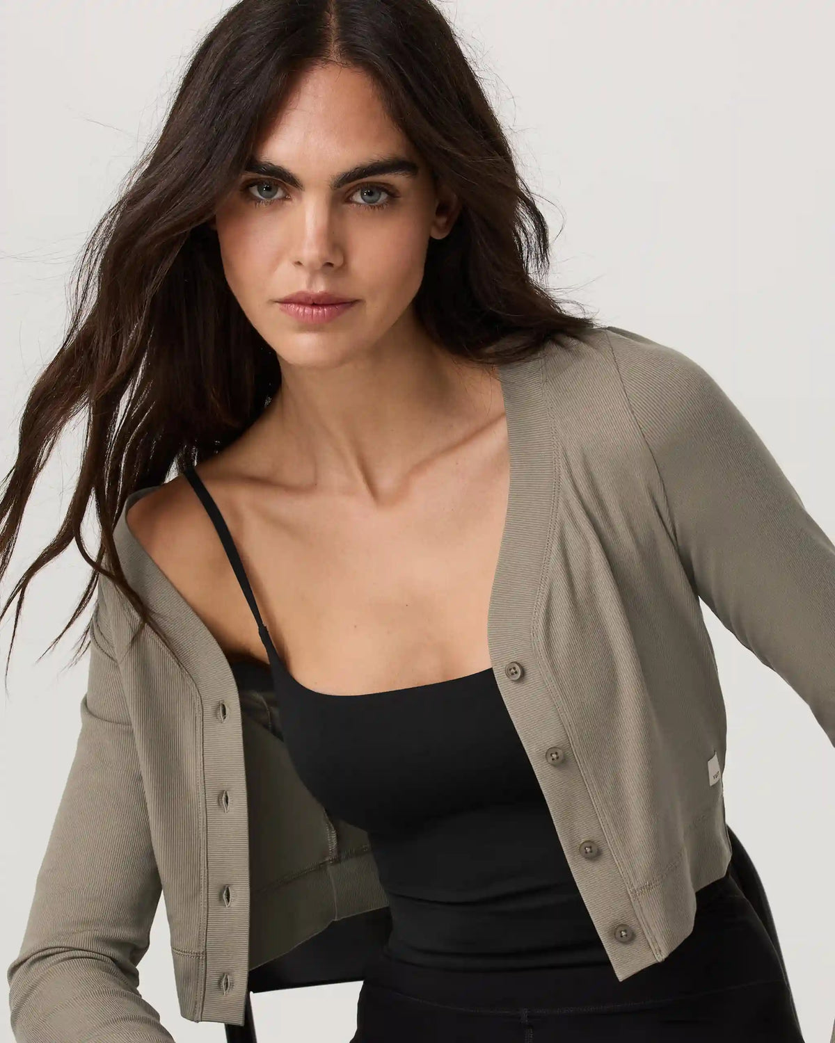 Long Sleeve Pose Mini Cardigan | Taupe