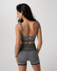 Bi-Color Seamless Longline Bra | Light Grey/Charcoal