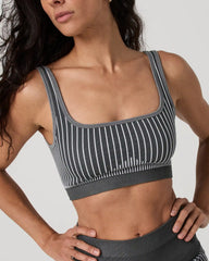 Bi-Color Seamless Longline Bra | Light Grey/Charcoal