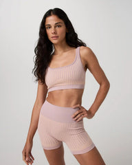 Bi-Color Seamless Longline Bra | Light Peach/Desert Mauve