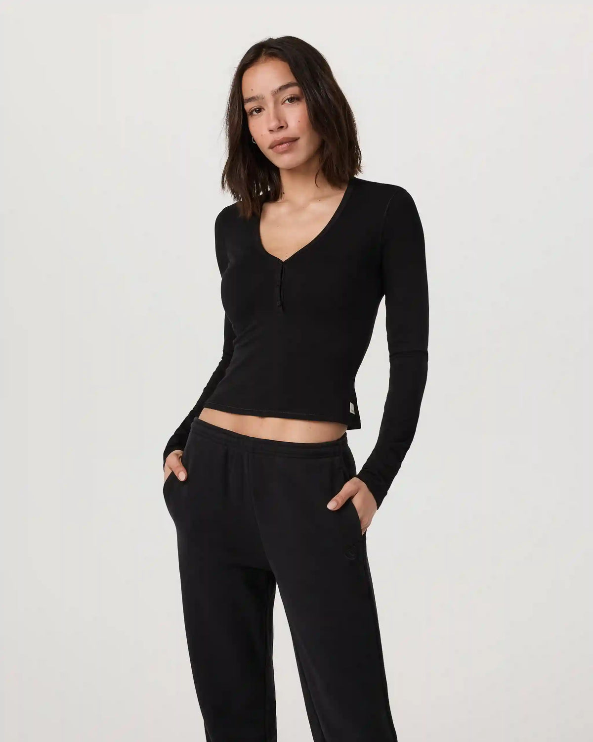 Long Sleeve Tuvalu Henley | Black