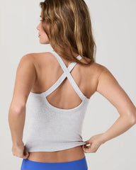 Halo Cross Back Tank | Pale Grey Heather