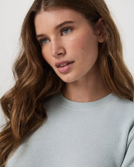 Long Sleeve Waffle Top | Blue Haze