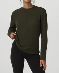 Long Sleeve Waffle Top | Olive