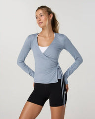 Long Sleeve Halo Wrap Top | Coastal Fog Heather