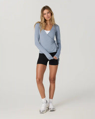 Long Sleeve Halo Wrap Top | Coastal Fog Heather