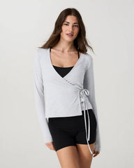 Long Sleeve Halo Wrap Top | Pale Grey Heather