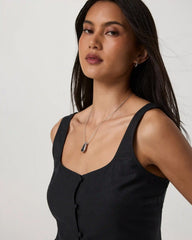 Trestles Twill Button Front Top | Black