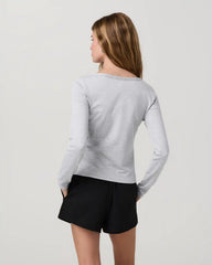 Long Sleeve Halo V-Neck Cardigan | Pale Grey Heather