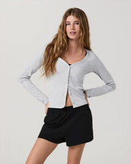 Long Sleeve Halo V-Neck Cardigan | Pale Grey Heather