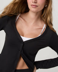 Long Sleeve Halo V-Neck Cardigan | Solid Black
