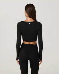 Vuori AllTheFeels™ Long Sleeve Scoop Top | Black