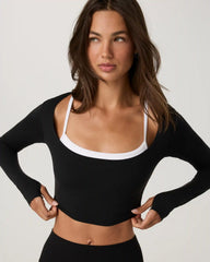 Vuori AllTheFeels™ Long Sleeve Scoop Top | Black