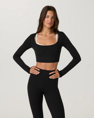 Vuori AllTheFeels™ Long Sleeve Scoop Top | Black