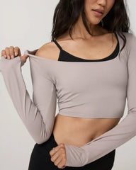 Vuori AllTheFeels™ Long Sleeve Scoop Top | Soft Pewter