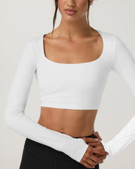 Vuori AllTheFeels™ Long Sleeve Scoop Top | White
