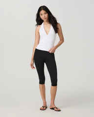 Everyday Cotton Stretch Plunge Halter | White