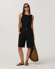Trestles Twill Button Down Tank | Black