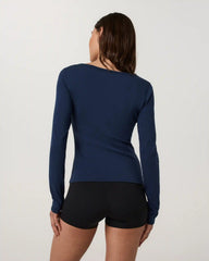 Long Sleeve Everyday Cotton Stretch Henley | Blue Coast
