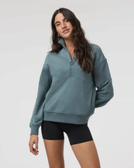 Sedona Rib Half Zip | Smoke Blue