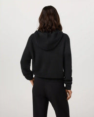Émilie Full Zip Cashmere Rib Hoodie | Black