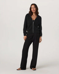 Émilie Full Zip Cashmere Rib Hoodie | Black