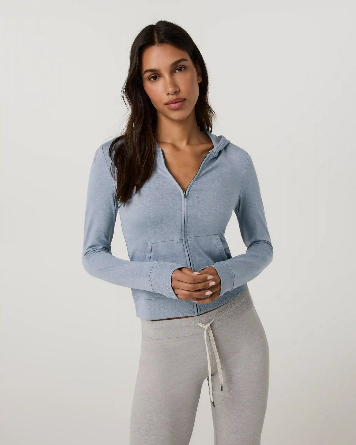 Halo Mini Full Zip Hoodie - Long | Coastal Fog Heather