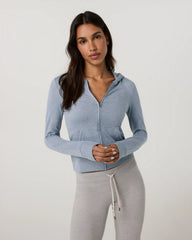 Halo Mini Full Zip Hoodie - Long | Coastal Fog Heather