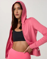 Halo Mini Full Zip Hoodie - Long | Sunset Pink Heather