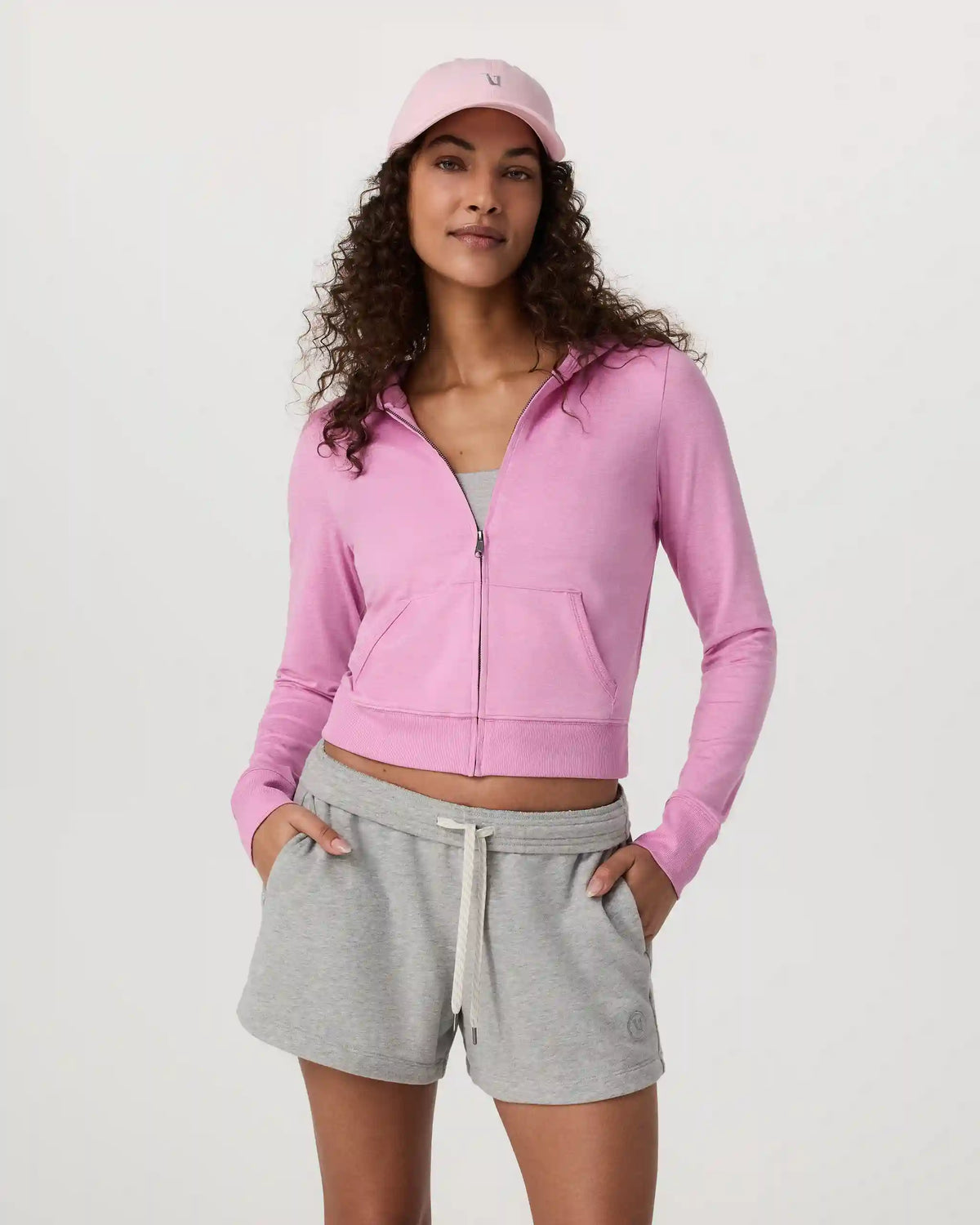 Halo Mini Full Zip Hoodie | Azalea Pink Heather