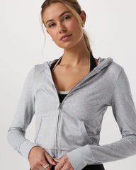 Halo Mini Full Zip Hoodie | Pale Grey Heather