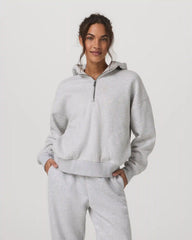 Restore Relaxed Half Zip Hoodie | Pale Grey Heather