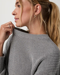 Oversized Cotton Waffle Sweater | Heather Grey