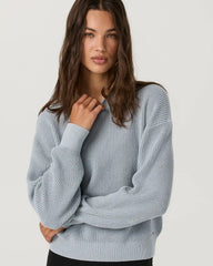 Oversized Cotton Waffle Sweater | Raindrop