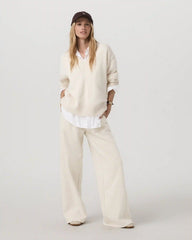 Émilie Cashmere Oversized V-Neck | Porcelain