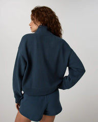 Pique Fleece Half Zip | Ocean Blue
