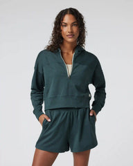 Halo Half Zip Cropped Hoodie | Grove Heather