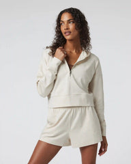 Halo Half Zip Cropped Hoodie | Milkweed Heather