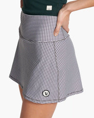 Volley Skirt | White Gingham Plaid