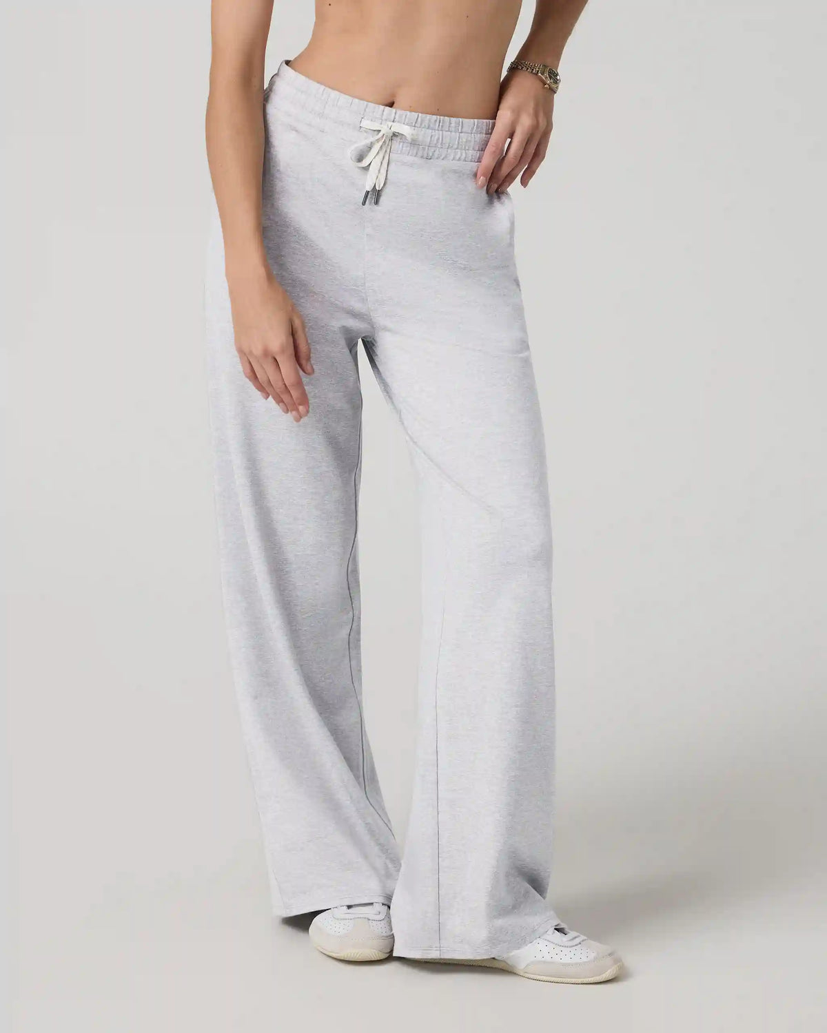Halo Essential Wideleg Pant - Long | Pale Grey Heather