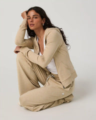 Halo Essential Wideleg Pant - Short | Khaki Heather