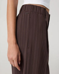 Villa Wideleg Trouser - Short | French Roast Pinstripe
