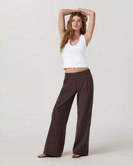 Villa Wideleg Trouser | French Roast Pinstripe