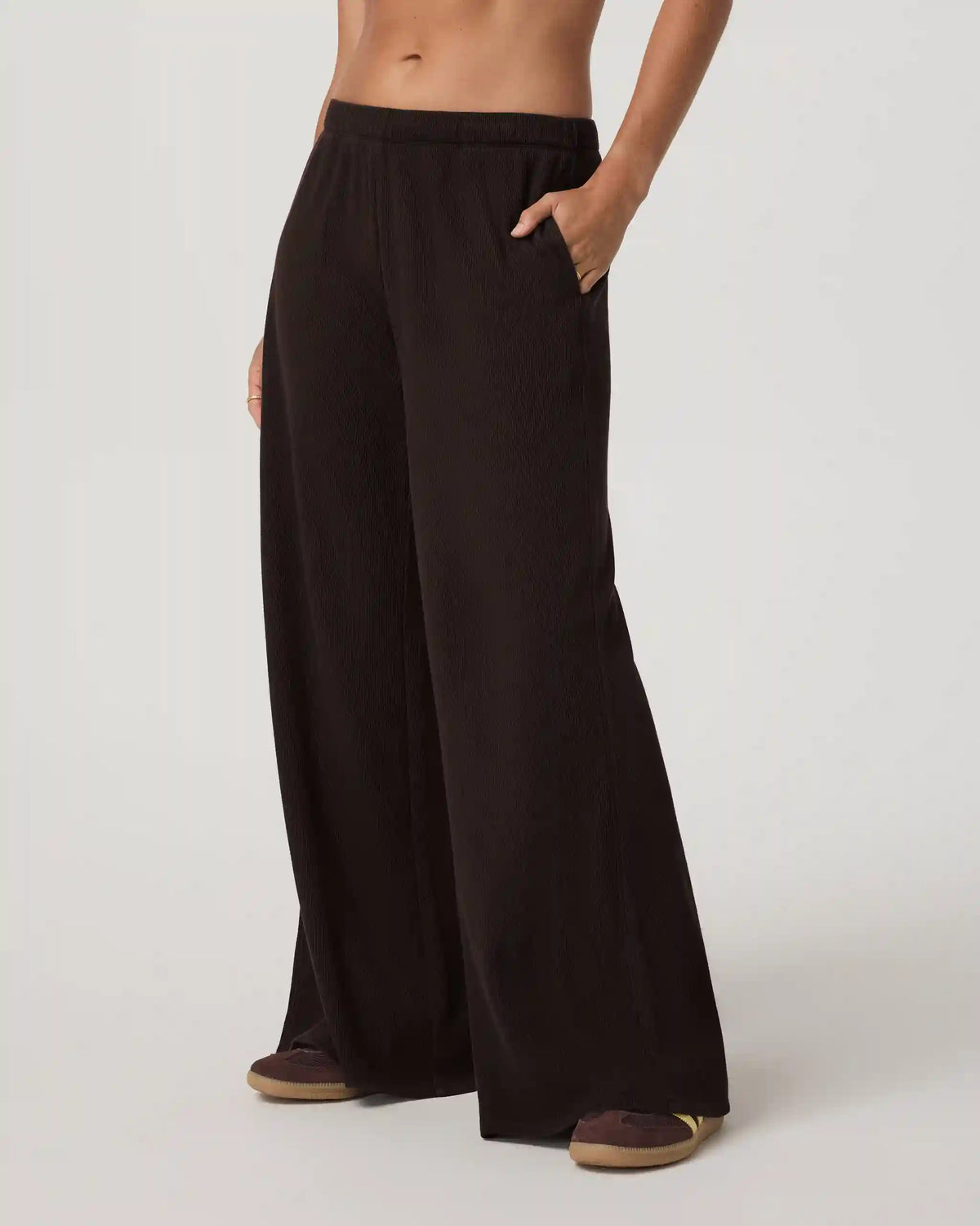 Waffle Wideleg Pant | Dark Java