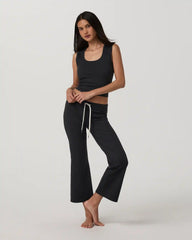 Halo Slim Flare Ankle Pant | Solid Black